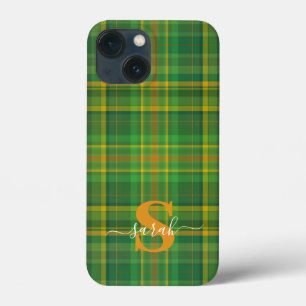 Modern Green Vintage Monogarm iPhone 13 Mini Case