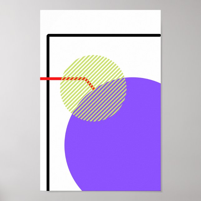 Modern Green, Violet Geometric Shapes Abstract Art Poster (Front)