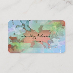 Modern Green Watercolor Abstract Elegant Cool Business Card