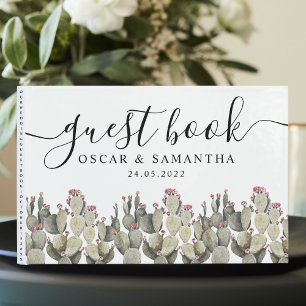 Modern Green Watercolor Cactus Guest Book