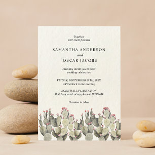 Modern Green Watercolor Cactus  Invitation