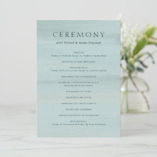 Modern Green Watercolor Elegant Wedding Programme