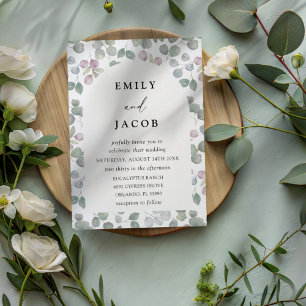 Modern Green Watercolor Eucalyptus Wedding Invitation