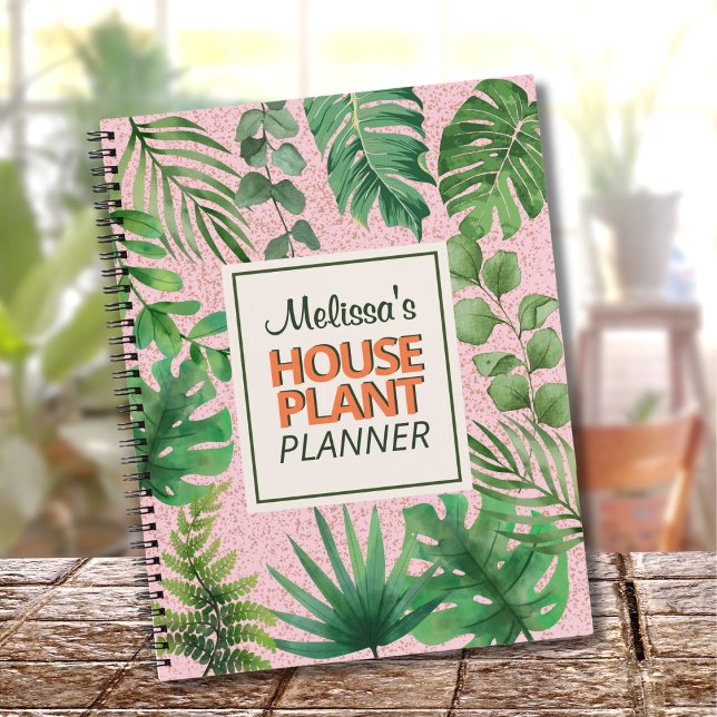Modern Green Watercolor Leaves House Plant Pattern Notebook (Creator Uploaded)
