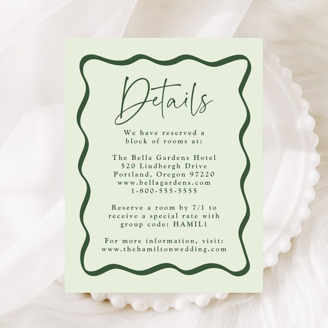 Modern Green Wavy Frame Wedding Details Enclosure Card (Creator Uploaded)