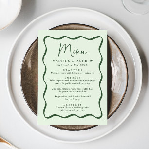 Modern Green Wavy Frame Wedding Menu