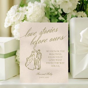 Modern Green Wedding Family Generation Heritage Pedestal Sign