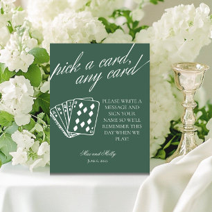 Modern Green Wedding Playing Cards Pedestal Sign