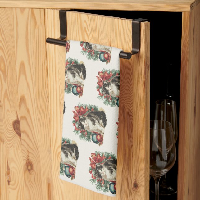 Modern Green Whimsical Christmas Kitchen Towel (Thirds Fold)