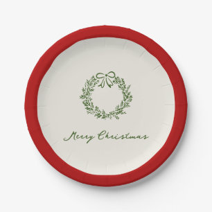 Modern Green Whimsical Christmas Paper Plate
