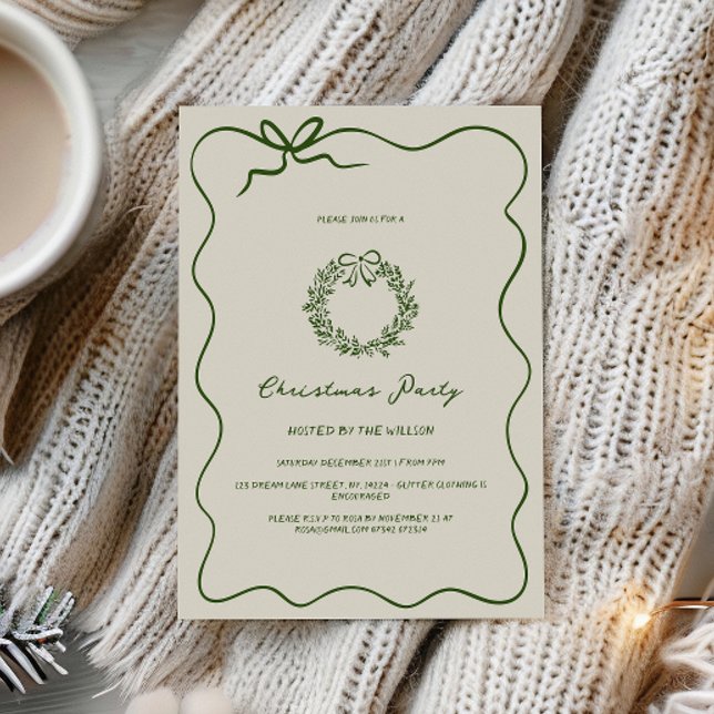 Modern Green Whimsical Christmas Party  Invitation (Creator Uploaded)