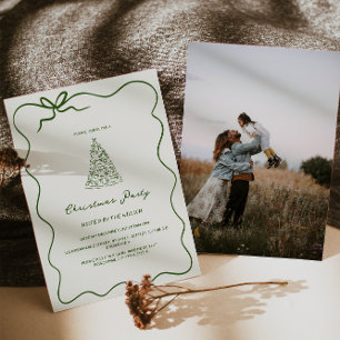 Modern Green Whimsical Christmas Party  Invitation