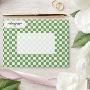 Modern Green, White, Beige Checkered   Envelope