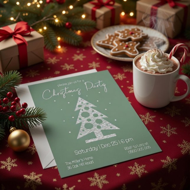 Modern Green & White Christmas Party Invitation (Creator Uploaded)