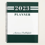 Modern Green White Custom Personalised 2024 Planner<br><div class="desc">Modern Green White Custom Personalised 2024 Planner</div>