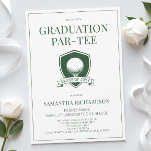 Modern Green & White Elegant Golf Graduation Party Invitation