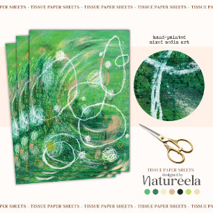 Modern Green White Fun Abstract Art Tissue Paper