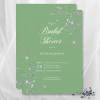 Modern Green & White Glam Diamonds Bridal Shower