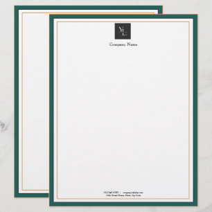 Modern Green White Gold with Logo Business Custom Letterhead