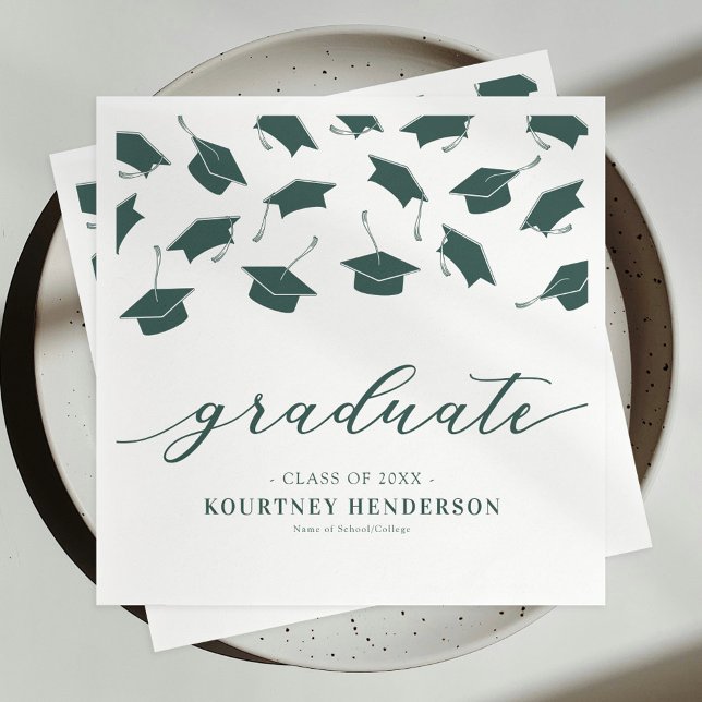 Modern Green White Graduation Napkin (Creator Uploaded)