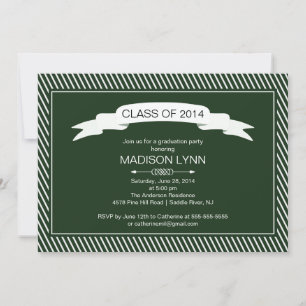 Modern Green White Graduation Party Invitation