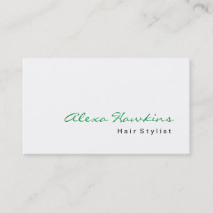 Modern Green White Hair Stylist Makeup Artist Business Card