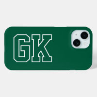 Modern Green White Monogram Initials