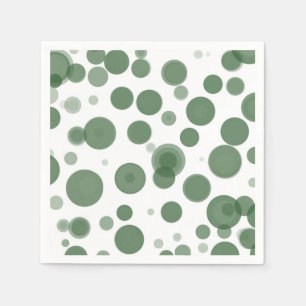 Modern Green & White Polka Dot Bubbles Party Napkin