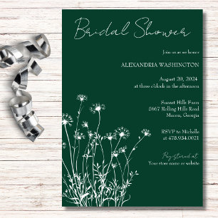 Modern Green & White Wildflower Bridal Shower Invitation