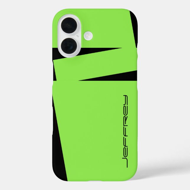Modern Green with Black Name Rugged Minimalist  Case-Mate iPhone Case (Back)