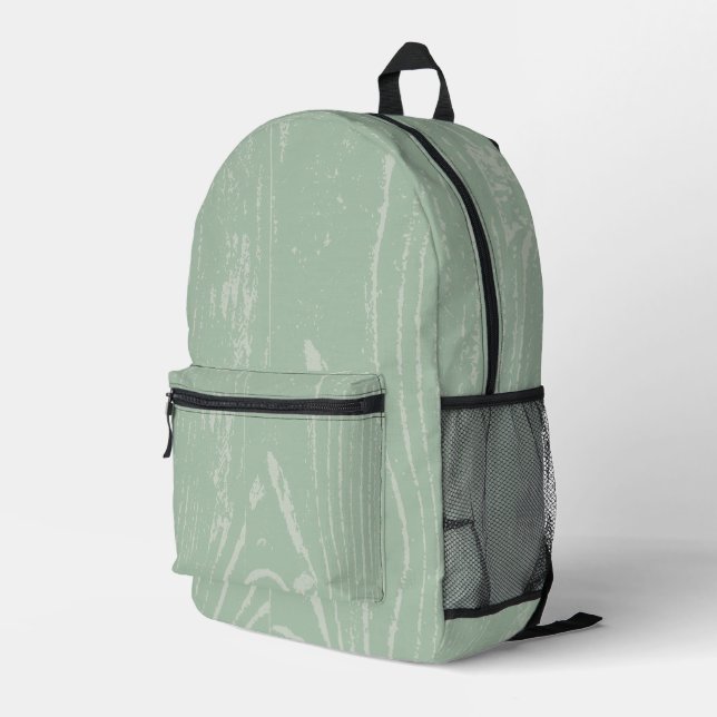 Modern Green Wood Grain Printed Backpack (Back Corner Right)