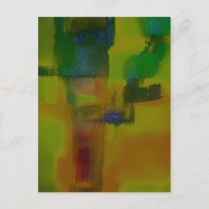 Modern Green Yellow Abstract Postcard