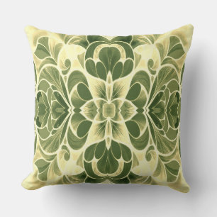 Modern green & yellow all over fabric pattern cushion