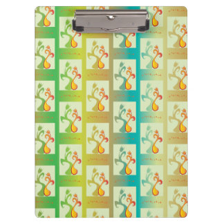 Modern Green, yellow and blue Tulip Couple pattern Clipboard