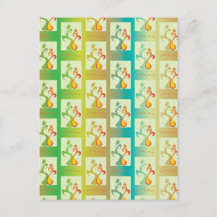 Modern Green, yellow and blue Tulip Couple pattern Postcard