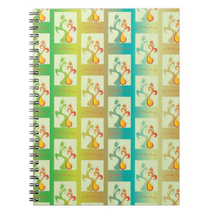 Modern Green, yellow and blue Tulip Couple pattern Spiral Notebook