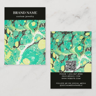 Modern Green Yellow Marble Jewelry Display Card