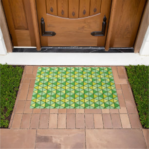 Modern Green Yellow Triangle Geometric Pattern Doormat
