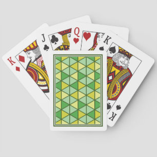 Modern Green Yellow Triangle Geometric Pattern Playing Cards