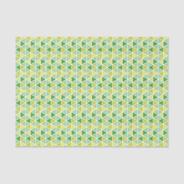 Modern Green Yellow Triangle Geometric Pattern Tissue Paper (Front)