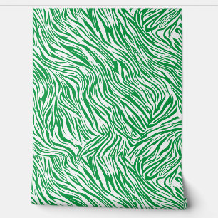 Modern Green Zebra Print Wallpaper
