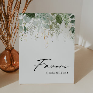 Modern Greenery and Gold Baby Shower Favours Pedestal Sign