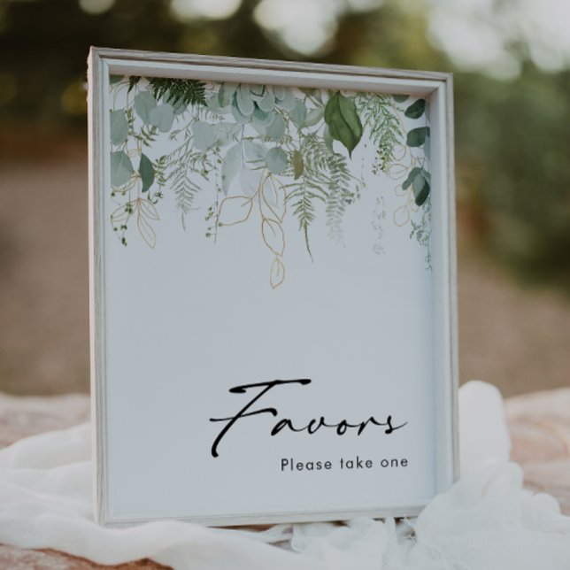 Modern Greenery and Gold Baby Shower Favours Sign (Creator Uploaded)