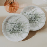 Modern Greenery and Gold Baby Shower Paper Plate<br><div class="desc">Introducing our enchanting modern greenery and gold baby shower paper plates, featuring delicate gold accents amidst the lush foliage of sage eucalyptus leaves and fern motifs. Its minimalist design, infused with botanical elements, evokes a sense of bohemian allure, creating an enchanted atmosphere. Dive into the serene beauty of watercolor greenery...</div>