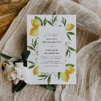 modern greenery and watercolor lemons wedding