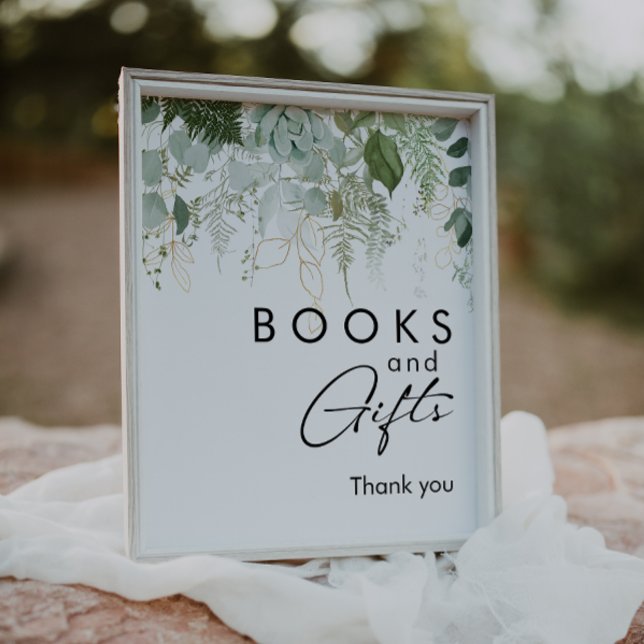 Modern Greenery Baby Shower Books and Gifts Poster (Creator Uploaded)