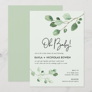 Modern Greenery Baby Shower by Mail Invitation