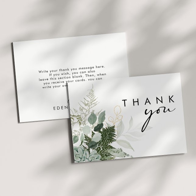 Modern Greenery Baby Shower Flat Thank You Card (Creator Uploaded)