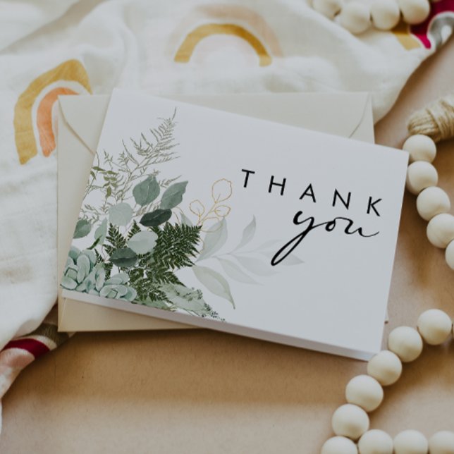 Modern Greenery Baby Shower Folded Thank You Card (Creator Uploaded)