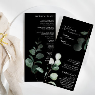 Modern Greenery Black Wedding Flat Program Programme